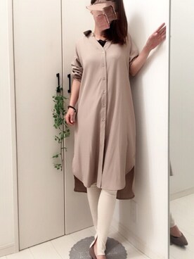 「CECIL McBEE（セシルマクビー）のアイテム（シャツワンピース）」を使った、tomさん（レディース・155cm）の秋コーディネート