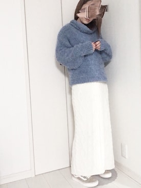 「ケーブルニットスカート」｜tomさん（レディース・155cm）の冬コーディネート