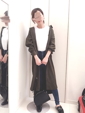 「クルーネック」｜「アイテム（シャツワンピース）」を使った、tomさん（レディース・155cm）の春コーディネート
