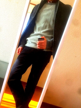 「UNIQLO（ユニクロ）のアイテム（その他パンツ、ブラック系）」を使った、とみさん（メンズ・176cm）の冬コーディネート