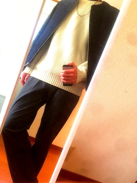 「RAGEBLUE（レイジブルー）のTW柄タックイージーパンツ/714758（その他パンツ、グレー系）」を使った、とみさん（メンズ・176cm）の冬コーディネート