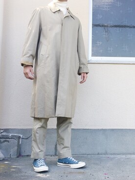 「チャックテイラー」｜「アイテム（ステンカラーコート）」を使った、しょうたろうさん（メンズ・173cm）の秋コーディネート