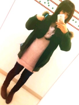 「OLIVE des OLIVEのアイテム（ワンピース、ピンク系）」を使った、airiさん（レディース）の冬コーディネート
