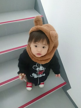 「fafa（フェフェ）のアイテム（帽子）」を使った、たいさん（キッズ・80cm）の春コーディネート