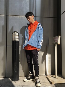 「DRKSHDW by RICK OWENS（ダークシャドウ バイ リックオウエンス）のアイテム」を使った、大輝さん（メンズ・174cm）の秋コーディネート