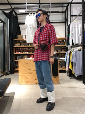 「WHITELAND（ホワイトランド）のアイテム（エコバッグ/サブバッグ）」を使った、大輝さん（メンズ・174cm）の夏コーディネート