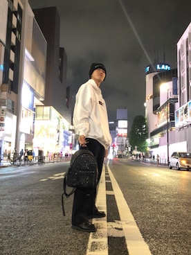 「KaneZ（ケインズ）のKaneZ/ケインズ/CHAOS BEANIE（ニットキャップ/ビーニー）」を使った、大輝さん（メンズ・174cm）の秋コーディネート