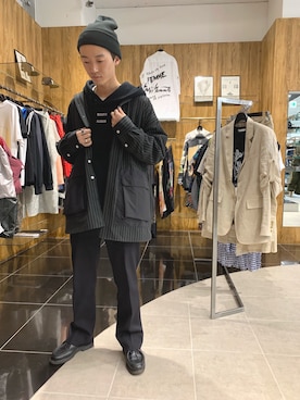 「KaneZ（ケインズ）のアイテム（ニットキャップ/ビーニー）」を使った、大輝さん（メンズ・174cm）の冬コーディネート