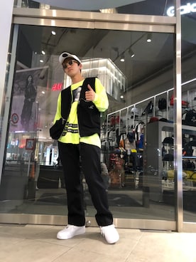 「WHITELAND（ホワイトランド）のWHITELAND/ホワイトランド/CARGO VEST（ベスト）」を使った、大輝さん（メンズ・174cm）の春コーディネート