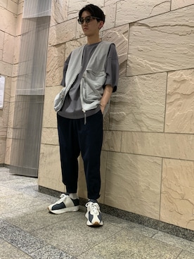 「WHITELAND（ホワイトランド）のWHITELAND/ホワイトランド/CARGO VEST（ベスト）」を使った、大輝さん（メンズ・174cm）の春コーディネート