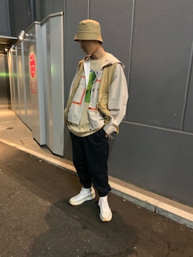「茶色」｜「アイテム（ブルゾン）」を使った、大輝さん（メンズ・174cm）の春コーディネート