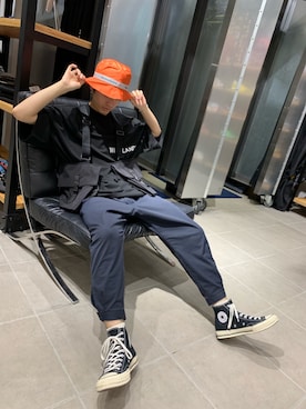 「WHITELAND（ホワイトランド）のWHITELAND/ホワイトランド/ビッグロゴオーバーサイズTシャツ（Tシャツ/カットソー）」を使った、大輝さん（メンズ・175cm）の夏コーディネート