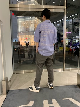 「DANKE SCHON（ダンケシェーン）のDankeSchone/ダンケシェーン/Stripe Albert S/S SHIRTS(ショートスリーブシャツ)（シャツ/ブラウス）」を使った、大輝さん（メンズ・175cm）の夏コーディネート