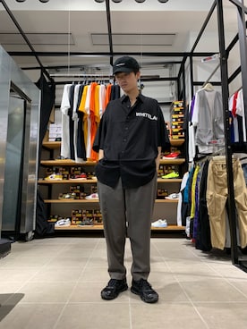 「レーヨンシャツ」｜「アイテム（キャップ）」を使った、大輝さん（メンズ・174cm）の夏コーディネート