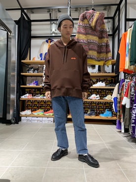 「KaneZ（ケインズ）のアイテム（ニットキャップ/ビーニー）」を使った、大輝さん（メンズ・174cm）の秋コーディネート