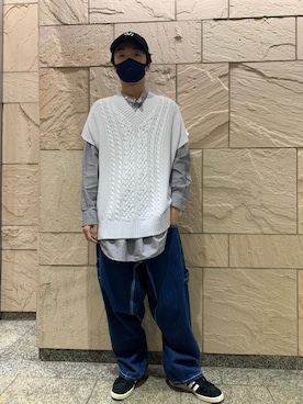 「DANKE SCHON（ダンケシェーン）のDankeSchon/ダンケシェーン/ケーブルニットベスト（ベスト）」を使った、大輝さん（メンズ・174cm）の冬コーディネート