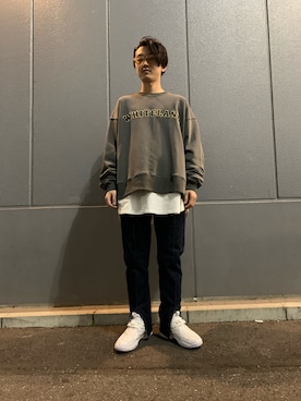 「WHITELAND（ホワイトランド）のアイテム（スウェット）」を使った、大輝さん（メンズ・174cm）の春コーディネート