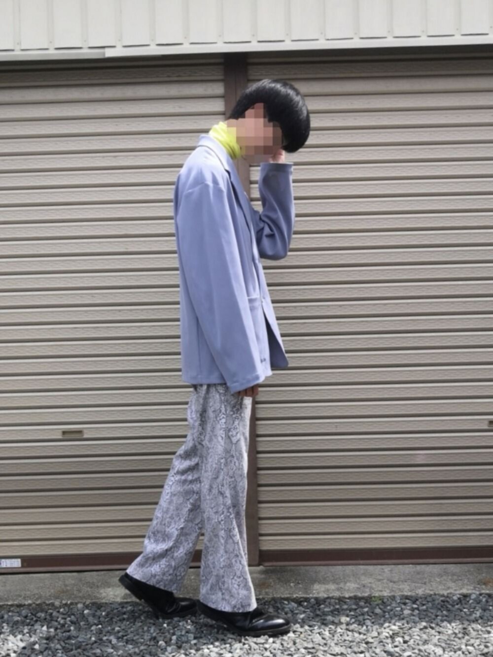 「オーバーサイズ、夏コーデ、ビッグシルエット、キッズファッション、おしゃれさんと繋がりたい、kids、スラックス、RASIC、shiyoh、春夏コーデ」｜「FEKETEのFEKETE HIGH NECK INNER TOPS（Tシャツ/カットソー、イエロー系）」を使った、のぞみ♻️RASIC♻️さん（キッズ・172cm）の春コーディネートの1枚目の写真