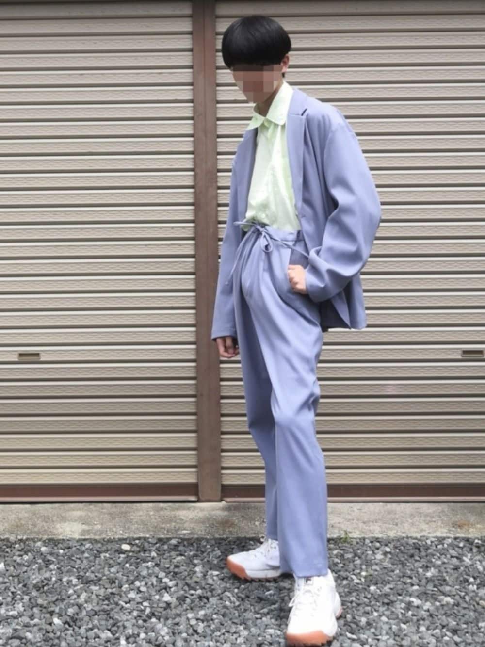 「春夏コーデ、休日スタイル、プチプラ、おとこのこ、いいね、save、フォローお願いします🤑、ワントーンコーデ、韓国ファッション、春コーデ、カジュアル、セットアップ」｜「JOURNAL STANDARDのSTRETCH KARZE  / ストレッチカルゼ: スロージャケット[セットアップ対応] #（テーラードジャケット、ブルー系）」を使った、のぞみ♻️RASIC♻️さん（キッズ・172cm）の春コーディネートの1枚目の写真
