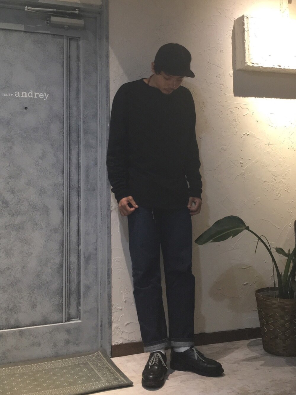 「norse projects、VANS VAULT、N.HOOLYWOOD、Paraboot、ホワイトソックス」｜「Norse ProjectsのMesh 5 Panel Cap（キャップ、ブラック系）」を使った、junya_mochizukiさん（メンズ・177cm）の夏コーディネートの1枚目の写真