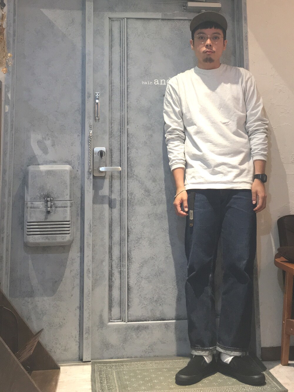 「CAMBER、STABILIZER GNZ、norse projects、N.HOOLYWOOD、VANS PRO、スリッポン、モノトーン」｜「Norse ProjectsのNorse Projects (ノース・プロジェクツ)　Foldable Light Ripstop（キャップ、グリーン系）」を使った、junya_mochizukiさん（メンズ・177cm）の秋コーディネートの1枚目の写真