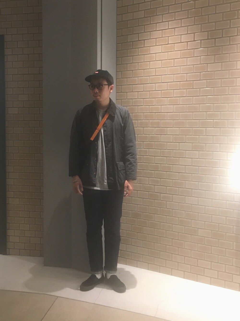 「barbour、ビデイル、vans slip on、N.HOOLYWOOD、Martin Margiela、あめのひ」｜「WESTOVERALLSのアイテム（キャップ、ブラック系）」を使った、junya_mochizukiさん（メンズ・177cm）の秋コーディネートの1枚目の写真