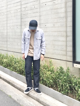 「N.HOOLYWOOD」｜「アイテム（スリッポン）」を使った、junya_mochizukiさん（メンズ・177cm）の夏コーディネート
