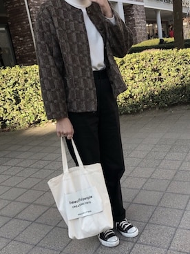 「CONVERSE（コンバース）のCONVERSE コンバース オール スター オックス / ALL STAR OX(BLACK) 32160321（スニーカー）」を使った、misakoさん（レディース・166cm・20代）の秋コーディネート