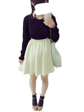 「earth music&ecology（アースミュージックアンドエコロジー）のアイテム（ニット/セーター、ブラック系）」を使った、さらぺこさん（レディース・158cm）の秋コーディネート