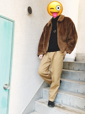 「L.L.Bean（エルエルビーン）のアイテム（スラックス）」を使った、河童黄桜さん（メンズ・174cm）の冬コーディネート