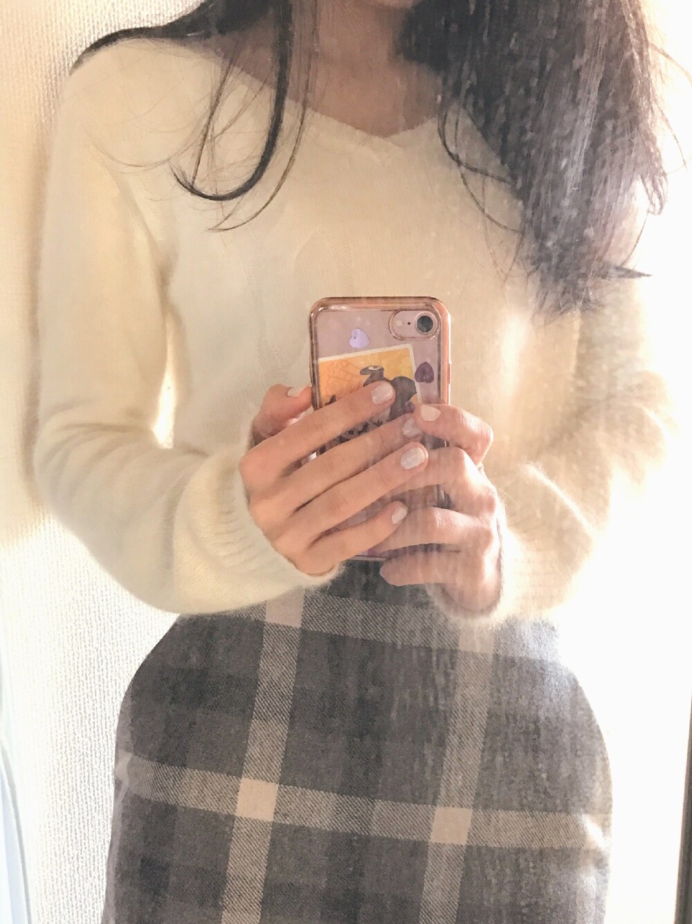 「UNIQLOのアイテム（スカート、グレー系）」を使った、Hさん（レディース・163cm）の春コーディネートの1枚目の写真