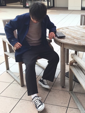 「JOURNAL STANDARD relume（ジャーナルスタンダード　レリューム）のアイテム（ステンカラーコート）」を使った、Kotaさん（メンズ・162cm）の秋コーディネート