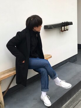 「リング」｜「アイテム（チェスターコート）」を使った、Kotaさん（メンズ・162cm）の冬コーディネート