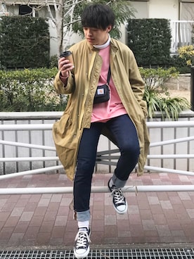 「DIGAWEL（ディガウェル）のアイテム（モッズコート）」を使った、Kotaさん（メンズ・162cm）の冬コーディネート