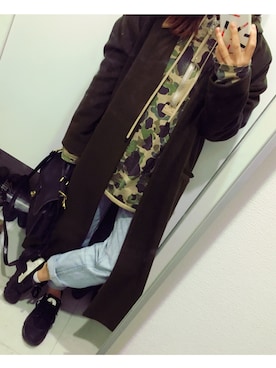 「カモ柄」｜「アイテム（その他アウター）」を使った、akiさん（レディース・153cm）の冬コーディネート