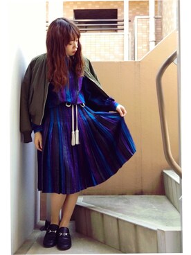 「バブーシュ」｜「アイテム（ブルゾン）」を使った、akiさん（レディース・153cm）の秋コーディネート