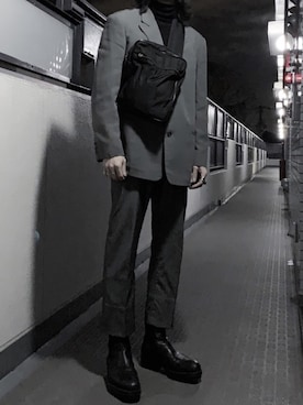 「Yohji Yamamoto（ヨウジヤマモト）のアイテム（テーラードジャケット）」を使った、牡丹さん（メンズ・170cm）の春コーディネート