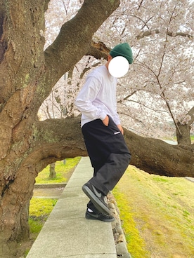「SPINNS（スピンズ）のアイテム（ニットキャップ/ビーニー）」を使った、あすぼーさん（メンズ・175cm）の春コーディネート