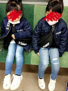 「ZARA KIDS」｜「アイテム（ナイロンジャケット）」を使った、ゆささん（キッズ・110cm）の冬コーディネート