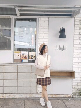 「FILA（フィラ）のアイテム（スニーカー、ベージュ系）」を使った、angelさん（レディース）の秋コーディネート