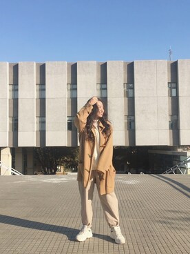 「FILA（フィラ）のアイテム（スニーカー、ベージュ系）」を使った、angelさん（レディース）の冬コーディネート