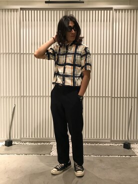 UNITED TOKYO 丸の内｜Yusuke使用「UNITED TOKYO（ビッグチェックショートスリーブシャツ）」的時尚穿搭