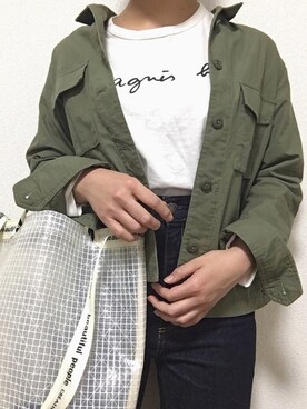 「beautiful people」｜「アイテム（ミリタリージャケット）」を使った、pinoさん（レディース・153cm）の春コーディネート