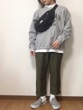 「moussy」｜「アイテム（スリッポン）」を使った、pinoさん（レディース・153cm）の春コーディネート