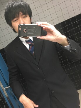 「no brand（ノーブランド）のアイテム（ジャケット/アウター、ブラック系）」を使った、ｼﾞｮｾﾌ🦄ももかーまん✅さん（メンズ・180cm）の冬コーディネート