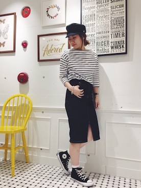 「ROPE' PICNIC（ロペピクニック）のアイテム（帽子）」を使った、Mukuさん（レディース・160cm）の春コーディネート