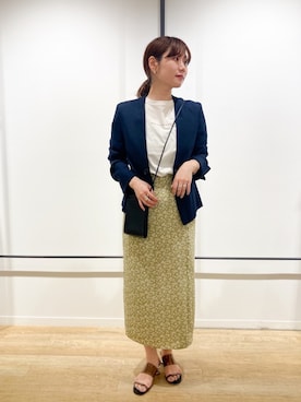 「クリアサンダル」｜「アイテム（ノーカラージャケット）」を使った、Mukuさん（レディース・160cm）の夏コーディネート