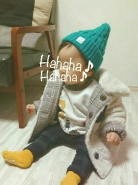 「KP BOY（ケーピーボーイ）のアイテム」を使った、cocco10oさん（キッズ・70cm）の秋コーディネート