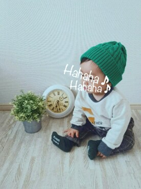 「KP BOY（ケーピーボーイ）のアイテム」を使った、cocco10oさん（キッズ・70cm）の冬コーディネート