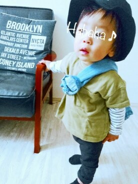 「黒スキニー」｜「アイテム（オールインワン・サロペット）」を使った、cocco10oさん（キッズ・70cm）の冬コーディネート